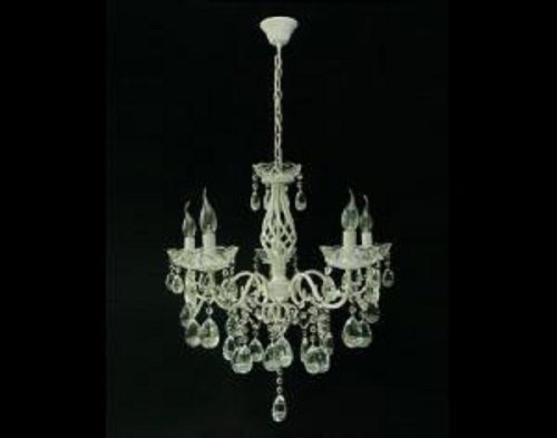 Люстра потолочная пятирожковая на цепочке Мелодия Света  E14 Белое золото картинка 